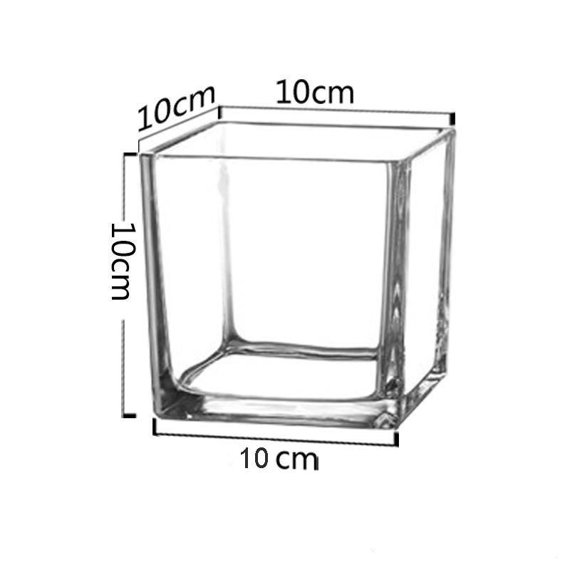 Square Clear Vase Plain Color. Size 10cm x 10cm.. GiftsN (S