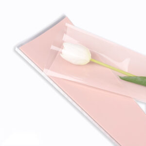Plain Colored BOPP Flower Sleeves - Lt. Pink. Size: 12.5cm Top Opening x 45cm L. Pack of 50's