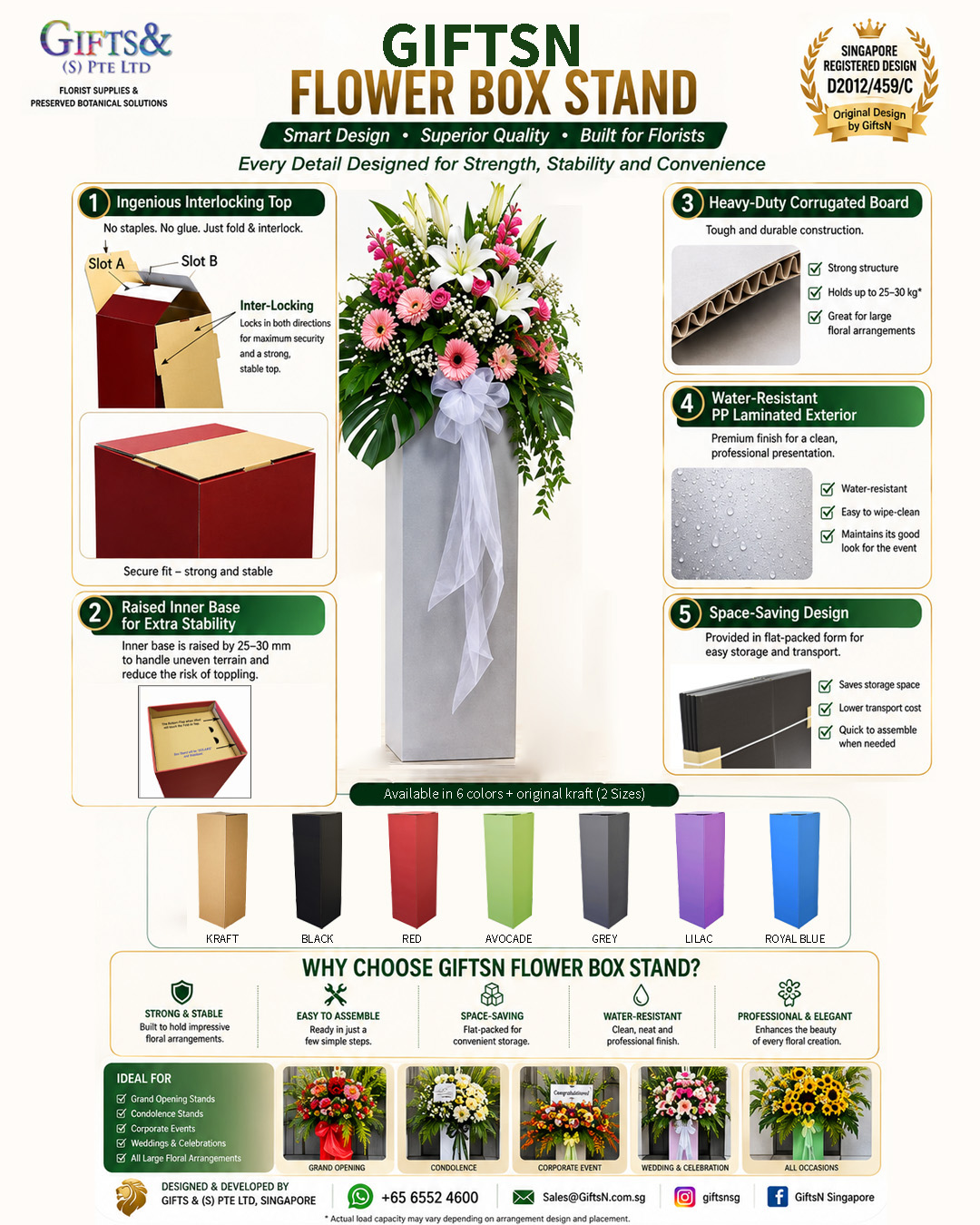GiftsN Flower Box Stand interlocking design and consgtruction features