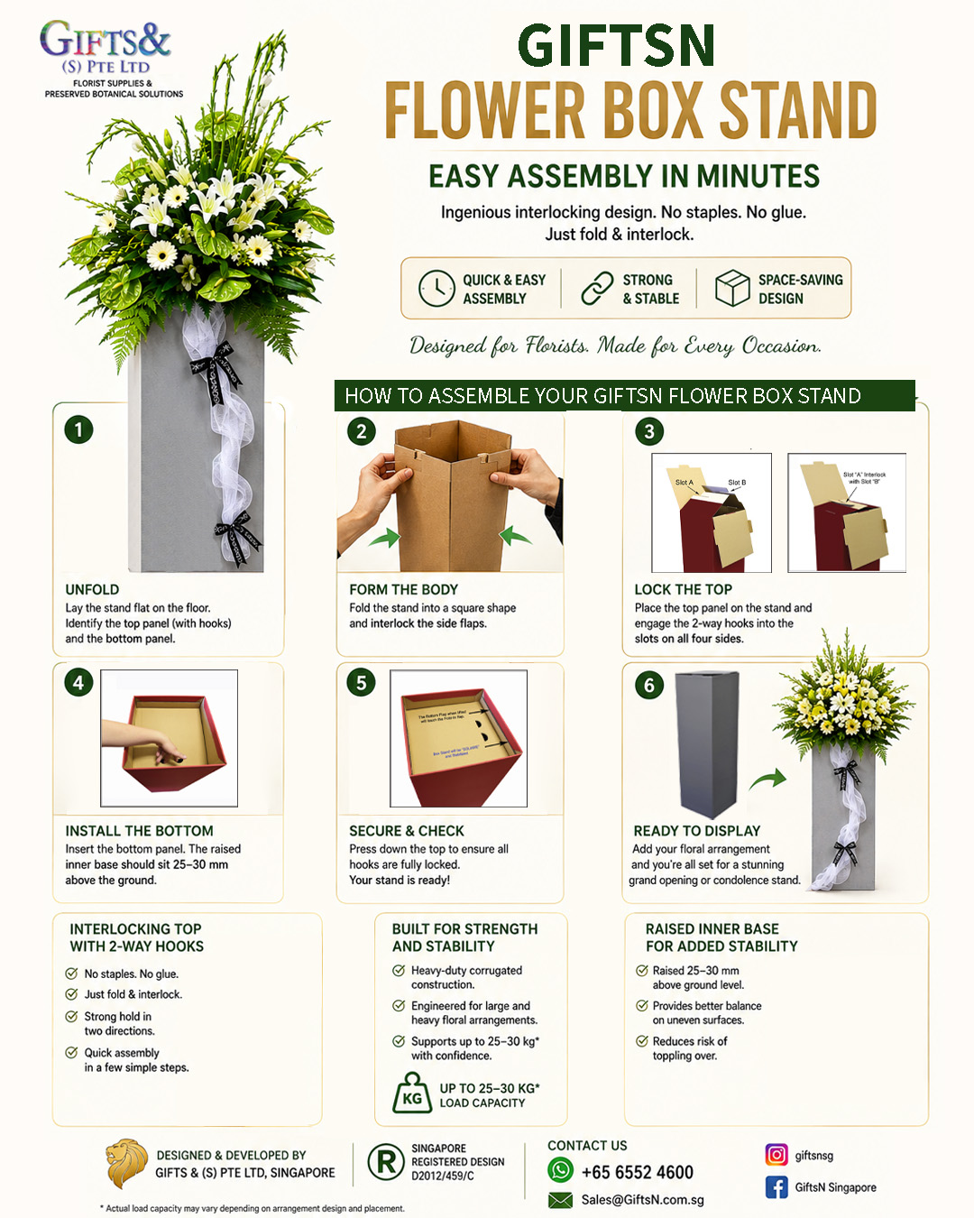GiftsN Flower Box Stand quick and easy step-by-step assembly
