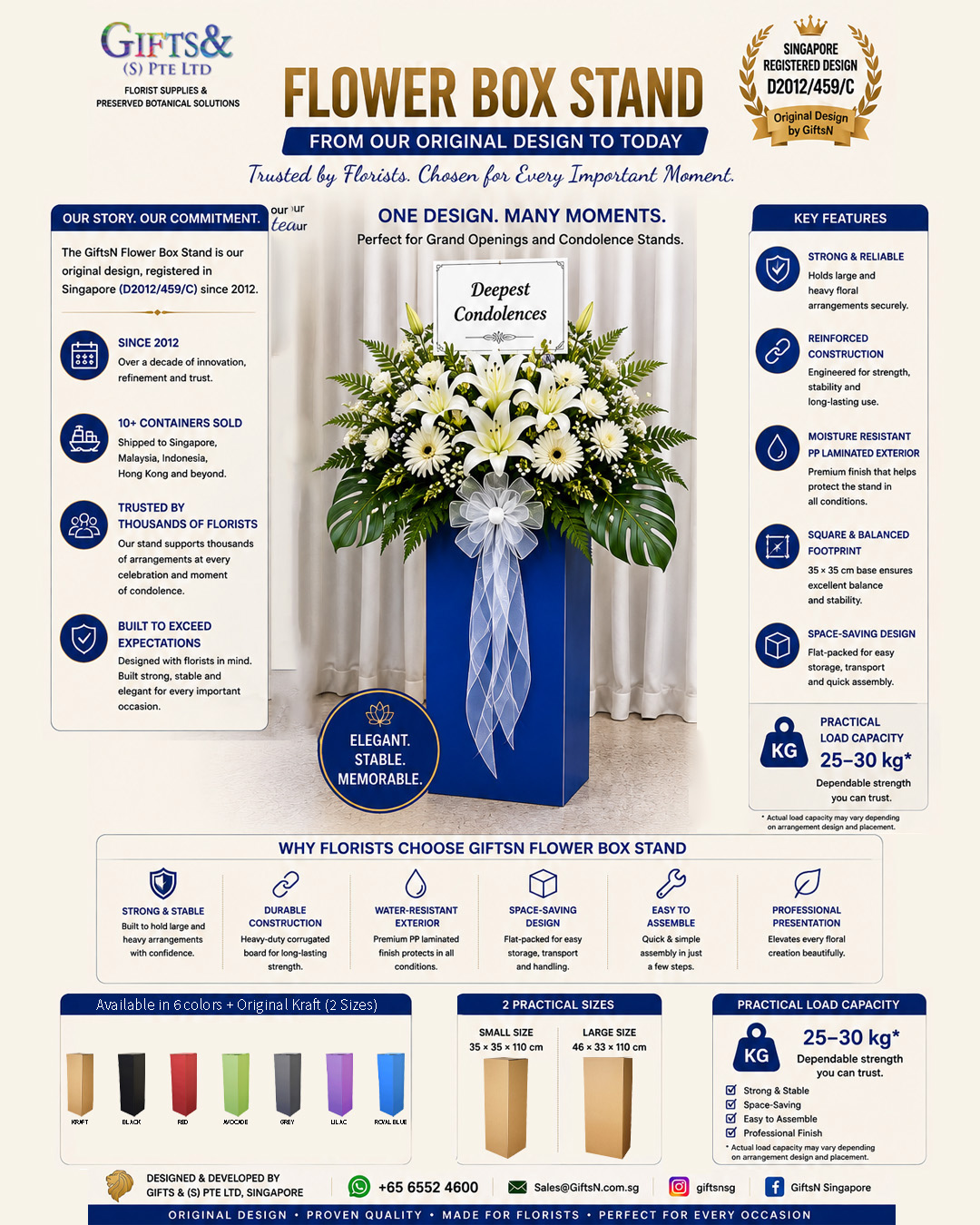 GiftsN Flower Box Stand for grand opening and congratulatory flower arrangements