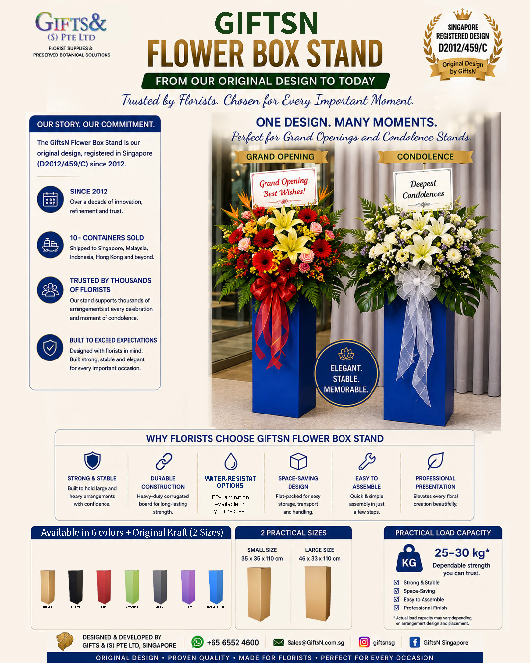 GiftsN Flower Box Stand for condolence and sympathy flower arrangements